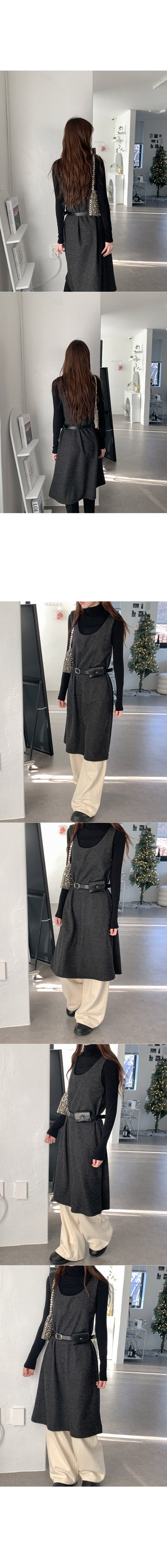 Fleece-lined ribbon midi dress