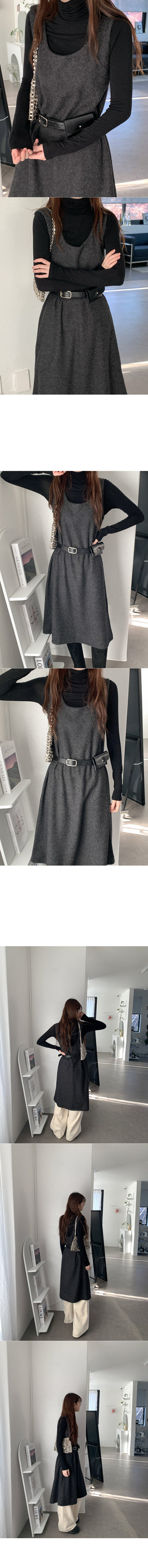 Fleece-lined ribbon midi dress