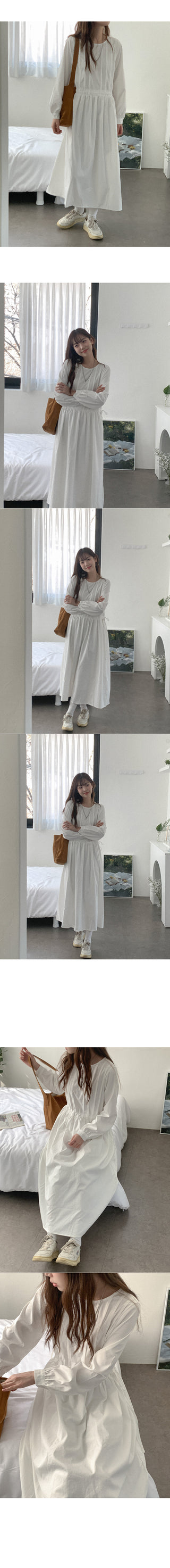 Tucked string long dress