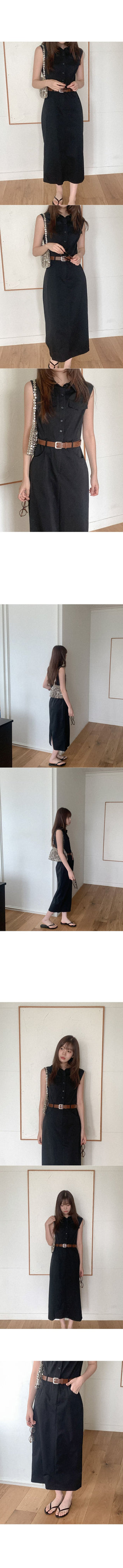 Belted shirt long dress