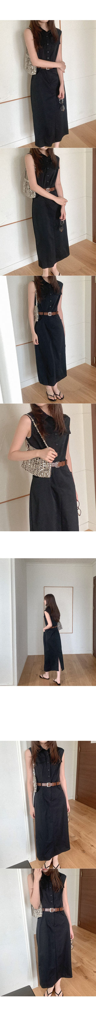 Belted shirt long dress