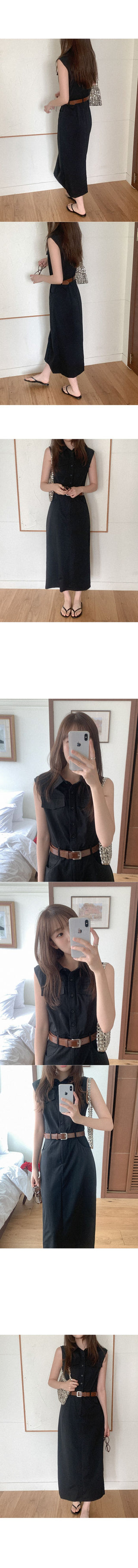 Belted shirt long dress