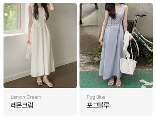 [2 colors] Cross Long Dress
