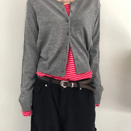 Daily layered cardigan acorn round cardigan