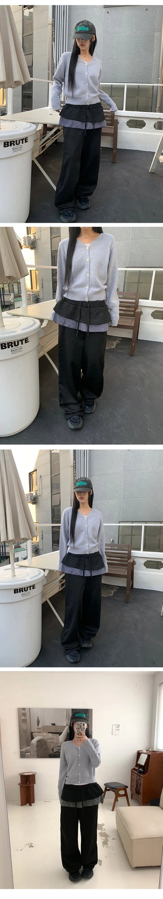 Check Skirt Wide Training Pants