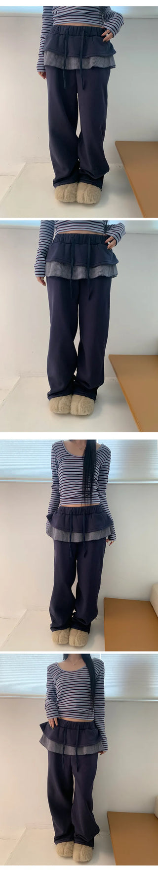 Check Skirt Wide Training Pants