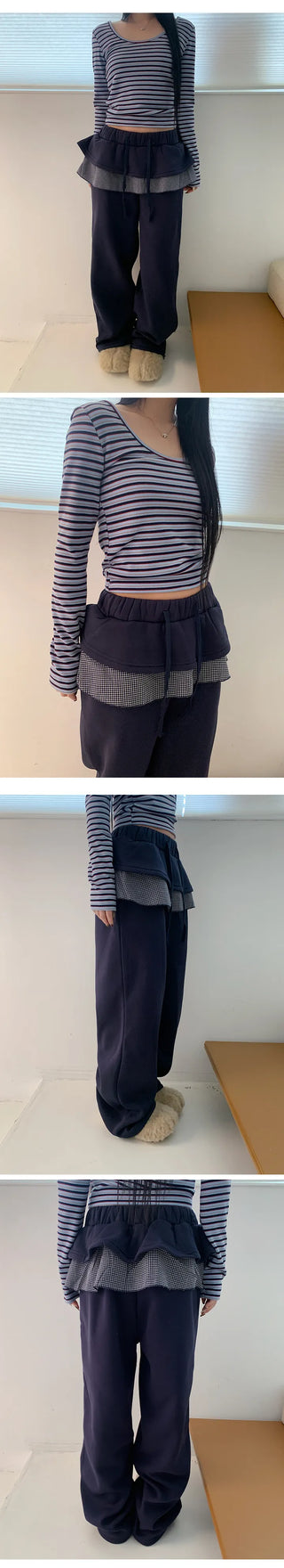 Check Skirt Wide Training Pants