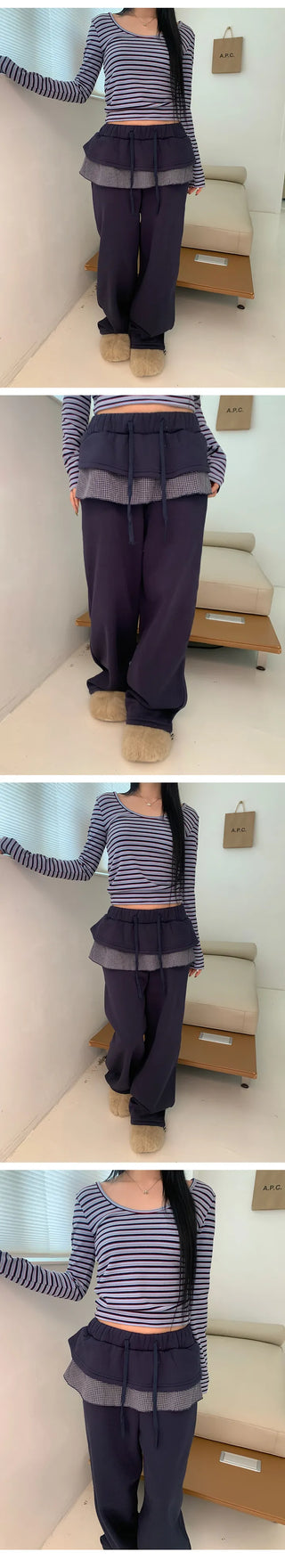 Check Skirt Wide Training Pants