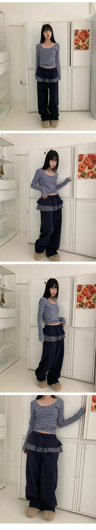 Check Skirt Wide Training Pants