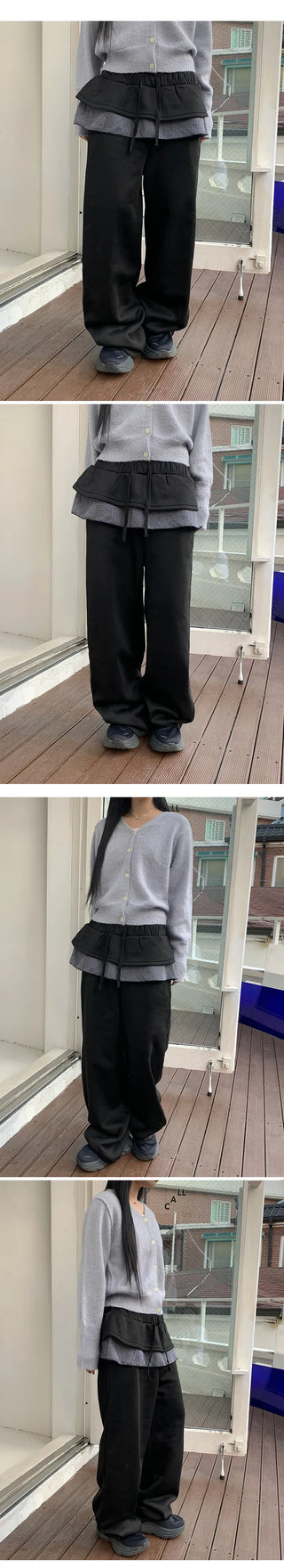 Check Skirt Wide Training Pants