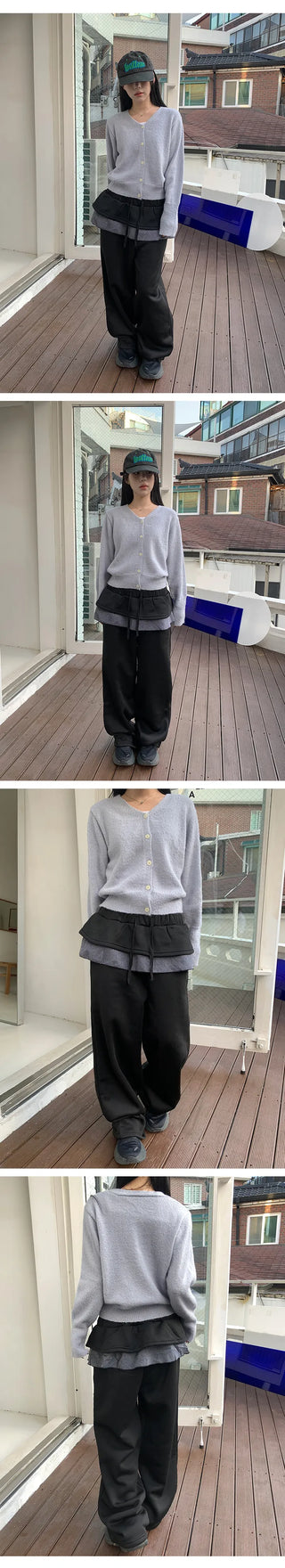 Check Skirt Wide Training Pants