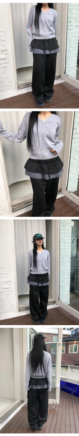 Check Skirt Wide Training Pants