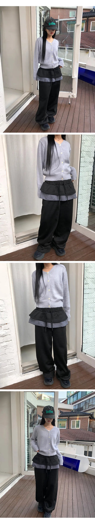 Check Skirt Wide Training Pants
