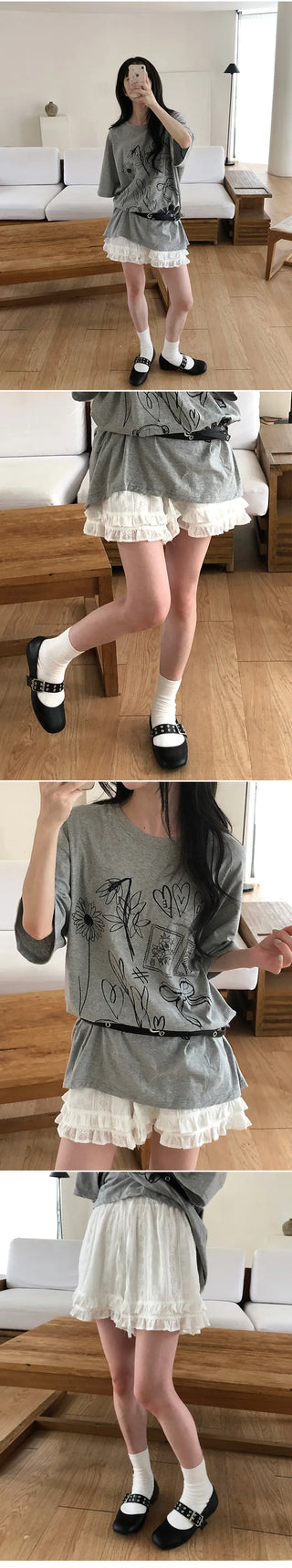 Honey Frill Punching Ruffled Shorts