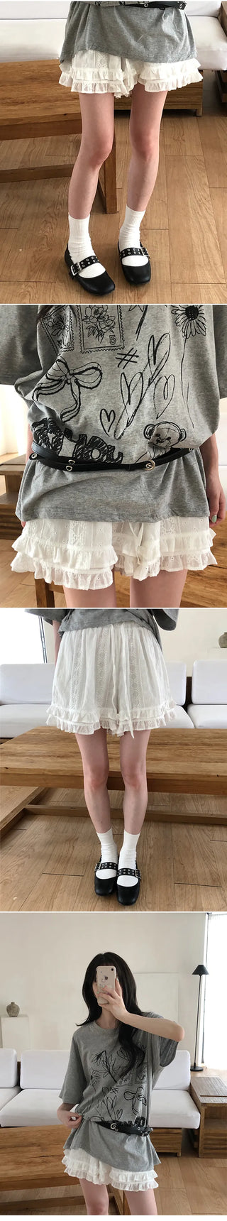 Honey Frill Punching Ruffled Shorts
