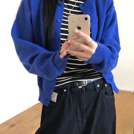 Basic Round Button Knit Cardigan