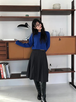 Basic Round Button Knit Cardigan