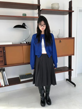 Basic Round Button Knit Cardigan