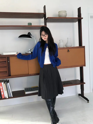 Basic Round Button Knit Cardigan