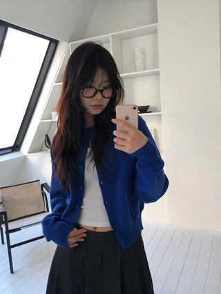 Basic Round Button Knit Cardigan