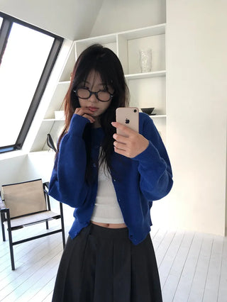 Basic Round Button Knit Cardigan