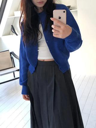 Basic Round Button Knit Cardigan