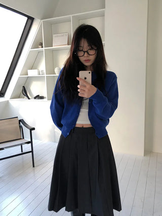 Basic Round Button Knit Cardigan