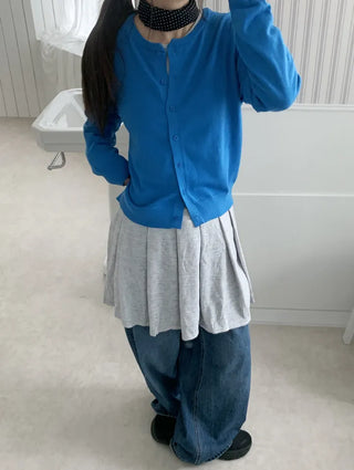 Purin Pleated Long Sleeve Layered Dress Tee