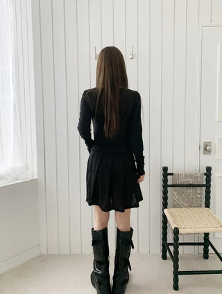 Purin Pleated Long Sleeve Layered Dress Tee
