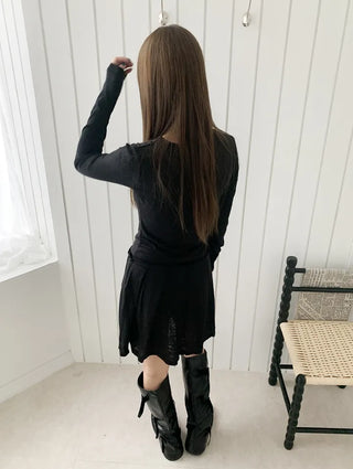 Purin Pleated Long Sleeve Layered Dress Tee