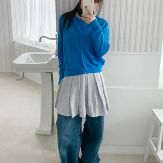 Purin Pleated Long Sleeve Layered Dress Tee