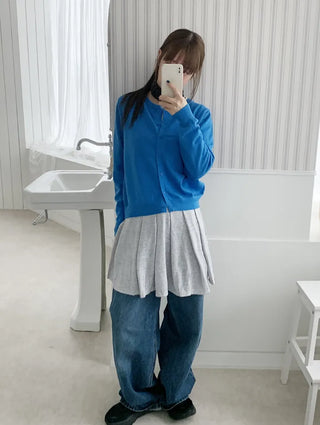 Purin Pleated Long Sleeve Layered Dress Tee