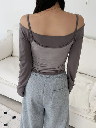 Cozy Off Shoulder Striped Sleeveless Set