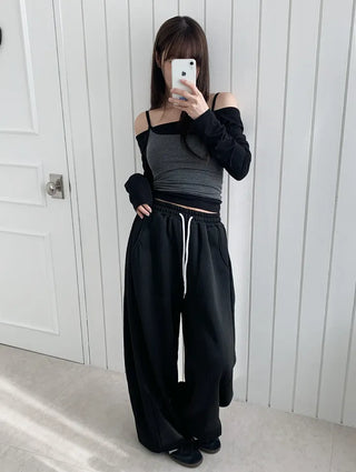 Cozy Off Shoulder Striped Sleeveless Set