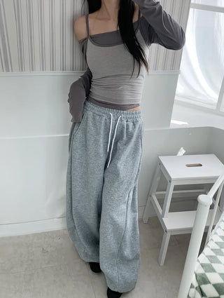 Cozy Off Shoulder Striped Sleeveless Set