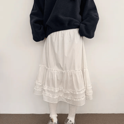 Panoramic Tiered Midi Skirt