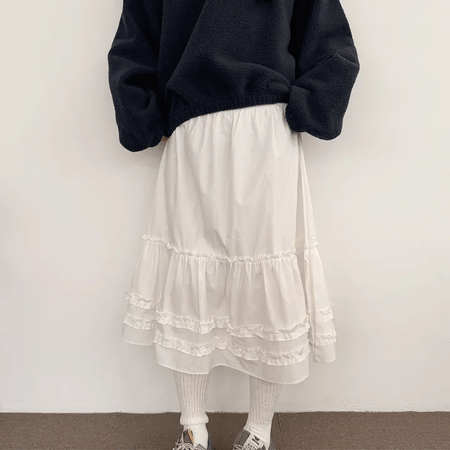 Panoramic Tiered Midi Skirt