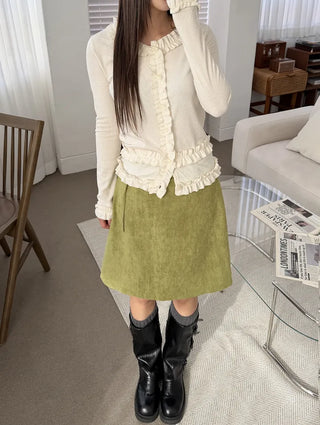 Mark Frill Ribbed Cardigan