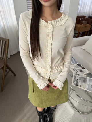Mark Frill Ribbed Cardigan