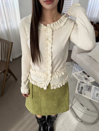 Mark Frill Ribbed Cardigan