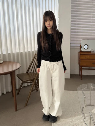 Mark Frill Ribbed Cardigan