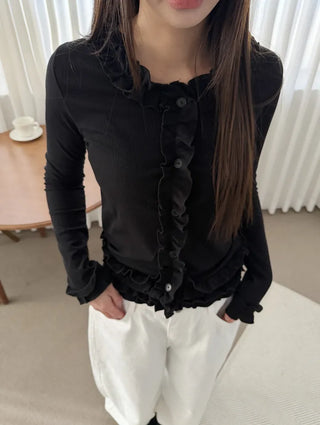 Mark Frill Ribbed Cardigan