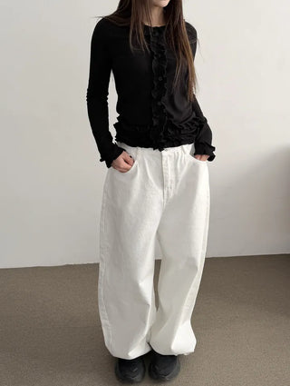 Mark Frill Ribbed Cardigan