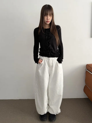Mark Frill Ribbed Cardigan