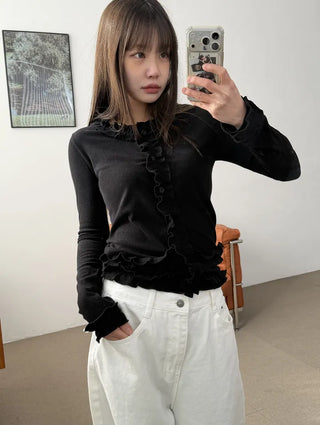 Mark Frill Ribbed Cardigan