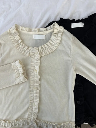 Mark Frill Ribbed Cardigan