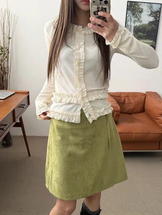 Mark Frill Ribbed Cardigan