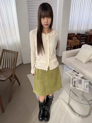 Mark Frill Ribbed Cardigan
