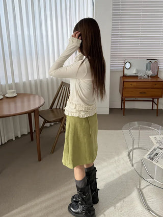Mark Frill Ribbed Cardigan