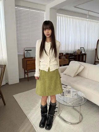 Mark Frill Ribbed Cardigan